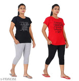 Cotton printed pyjama set for women combo, night suit offer - S, M, L sizes available