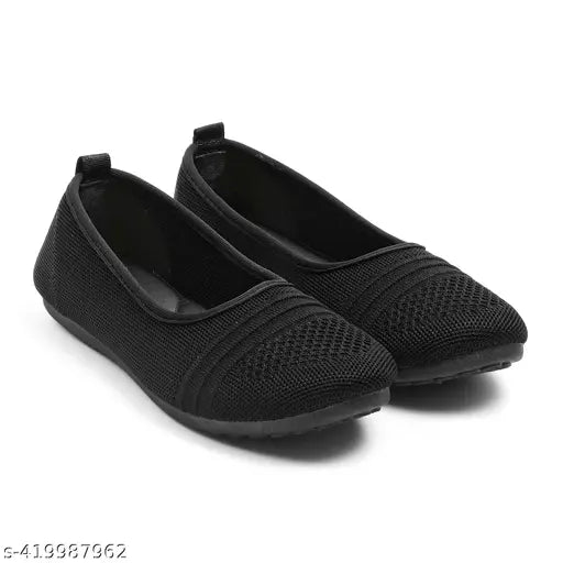 Black canvas Duruky Casual slip-on ballerina with comfortable wedge heel - latest women's and girls collection