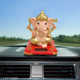 AR Solar Ganesha statue, moving hands idol, solar-powered religious art for car, home, office (1 piece) - India origin
