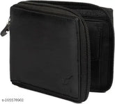 Textured faux leather bi-fold wallet, ideal for men and women, 2 compartments, slim design for everyday use