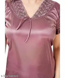 Black hosiery nightsuit PJs set for women & girls, includes top, bottom, nighty, and t-shirt