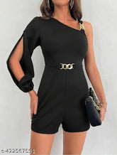 Lycra women's western wear short jumpsuit in solid pattern, perfect for casual outfits. Made in India