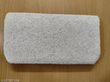 White beaded fabric clutch, embroidered net pattern, free-size design from India