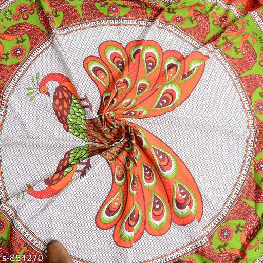 Elegant printed cotton double bedsheet, 144 thread count, India-made (79in x 87in bedsheet, 27in x 18in pillow covers)