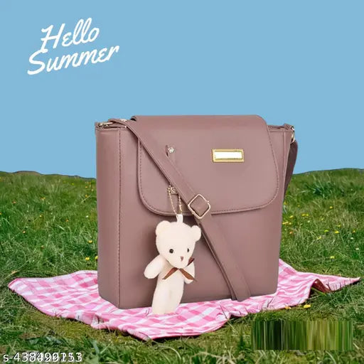 PU leather croco sling bag, royal women's handbag with adjustable strap, solid pattern, 2 compartments, free size, India origin