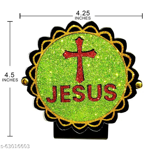 Sparkling acrylic Jesus car dashboard idol for positive vibes, India-made religious decor