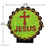 Sparkling acrylic Jesus car dashboard idol for positive vibes, India-made religious decor