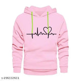 Pink cotton unisex hoody pullover sweatshirt with heart beat design, ideal for boys and girls aged 9-16 years