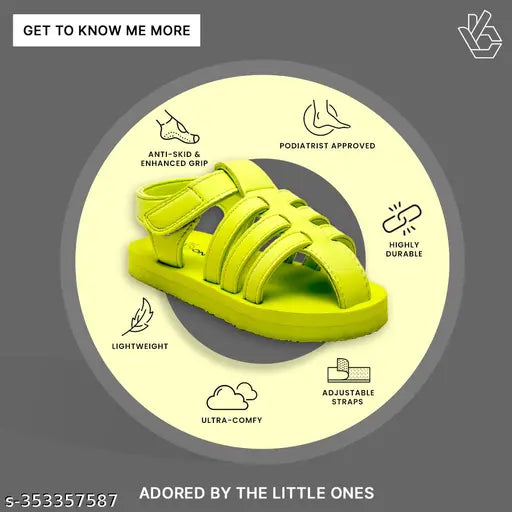 Neon Green Unisex Tooti Frooti EVA Sandals by ONYC - Durable, slip-resistant, and easy to clean kid's shoes