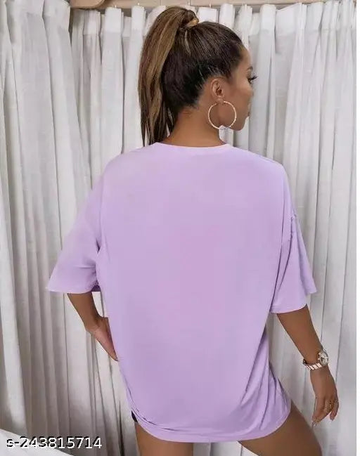 Women's oversize half sleeve printed design round neck loose fit polycotton casual t-shirt - vibrant Indian style and comfort