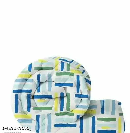 Blue cotton comforter, 60 x 95 inches for single size bed, microfiber-filled winter duvet from India