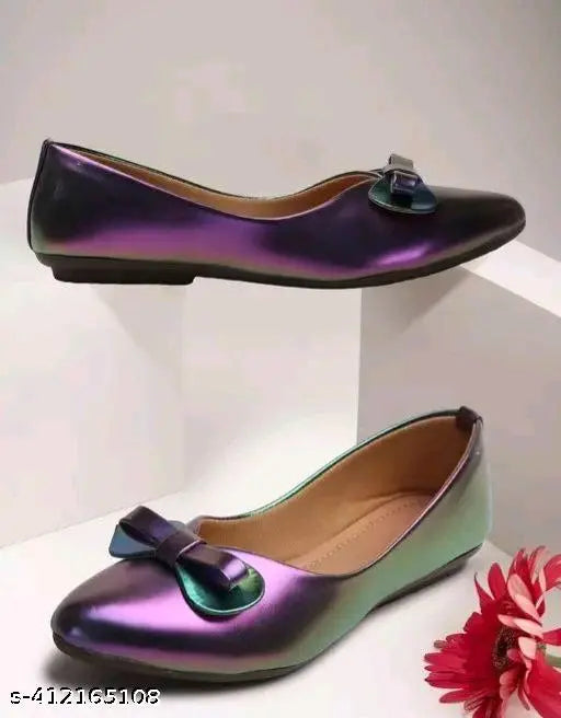 Purple synthetic leather women's bellies and ballerinas with flat belly heels - stylish, trendy, and versatile footwear for daily wear and parties under 299 INR