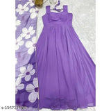 Lavender Georgette Anarkali with Dupatta Set, trendy party wear dress in full flair design, ready to wear