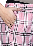 Pink and white check cotton trouser combo - two pieces for feminine, innovative Indian summer wear