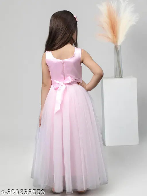 Pink net embroidered party dress for girls, aged 1-2 or 2-3 years, India origin