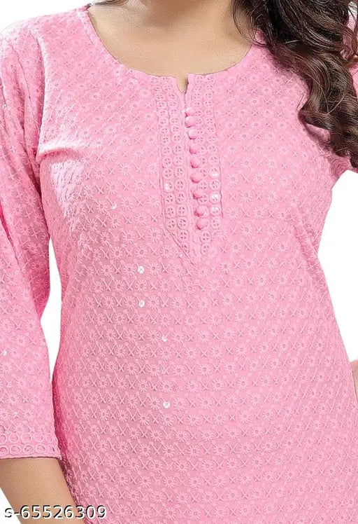 Silk embellished straight-sequenced Dream Dzire Kurti for women, three-quarter sleeves, Indian craftsmanship
