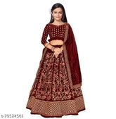 Velvet embroidered lehanga and choli set with net dupatta, designed for girls aged 8-9 years, Indian ethnic wear