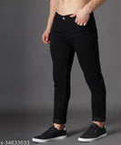 Black cotton blend jeans by Zaysh, stylish fit for women's wardrobe