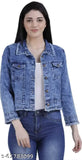 Solid denim long-sleeve jacket for girls, size S-XL, made in India