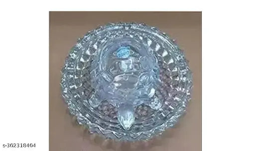 Vastu crystal tortoise glass kachua with bowl plate, Indian handicraft decor item