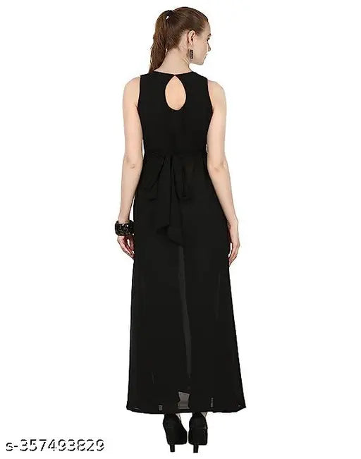 Georgette sleeveless round neck western kurti, regular fit, single color, India-made