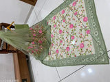 Embroidered net saree in free size with separate satin blouse, Indian fashion accessory