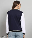 Colorblocked fleece women's trending bomber jacket, long sleeves, India-made, size M (bust 38 in, length 22 in)