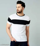 Trendy latest men's colorblocked cotton t-shirt, short sleeves, M, L, XL, XXL sizes