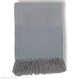 Grey herringbone cotton throw, elegant woven design with flower border, reversible for versatile style