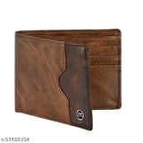 Brown Faux Leather Wallet, single compartment, free size (10cm x 11cm), made in India