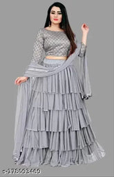 Embroidered satin lehenga-choli with net dupatta for traditional festive wear, semi-stitched in silk satin