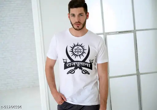 Rajputana Logo printed cotton blend matty t-shirt, XL size for stylish summer outfits, made in India
