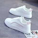 Bucadia Girl Synthetic White Stylish Comfortable Casual Sneaker Shoes