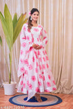 Vibrant floral digital print Anarkali gown in mix colors, 9-meter flair, ready-to-wear Georgette material