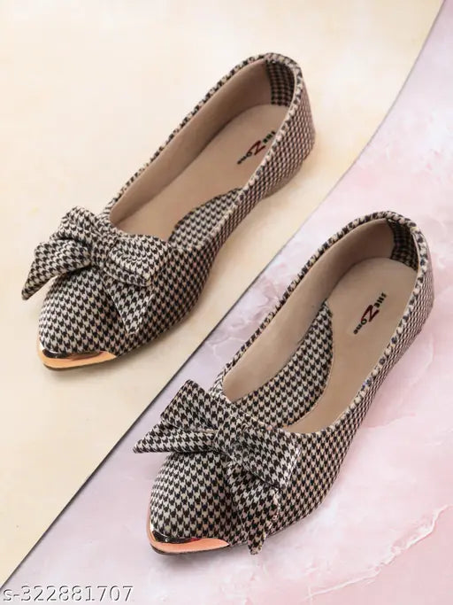 Beige synthetic leather ballerinas by Shezone, elegant slip-on footwear for women