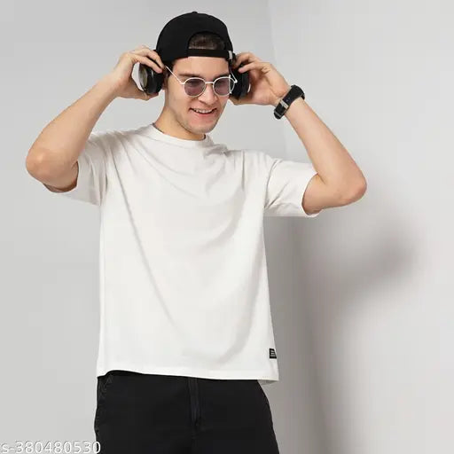 Oversized pure cotton Genoa Men's t-shirt, solid color, short sleeves - modern essential, India origin
