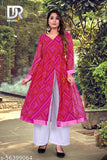 Georgette print kurta with rayon palazzos, three-quarter sleeves, fancy latkan up