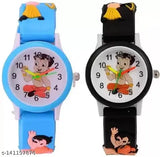 Blue and black BHEEM kids watch, analogue with interchangeable straps, Indian-made timepiece for children's fashion