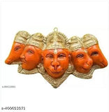 Resin and marble powder Panchmukhi Hanuman statue, 18cm x 11cm x 5.5cm. Ideal for home or office door entrance. Five-faced Hindu deity showpiece for pooja