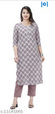 Stylish cotton kurta and printed net pants set, three-quarter sleeve length for women, single size available