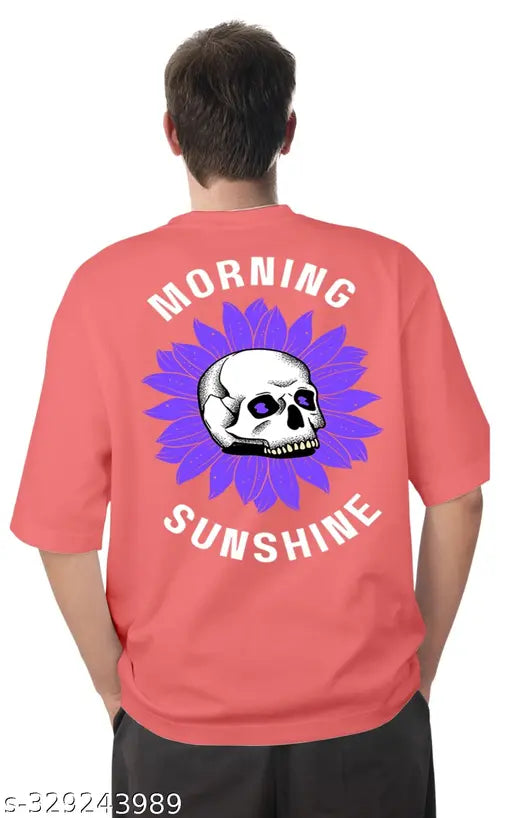 Polycotton DUE EEX mens Typography Round Pink Tshirt, short sleeves with printed design. Sizes S, M, L, XL & oversize. Made in India