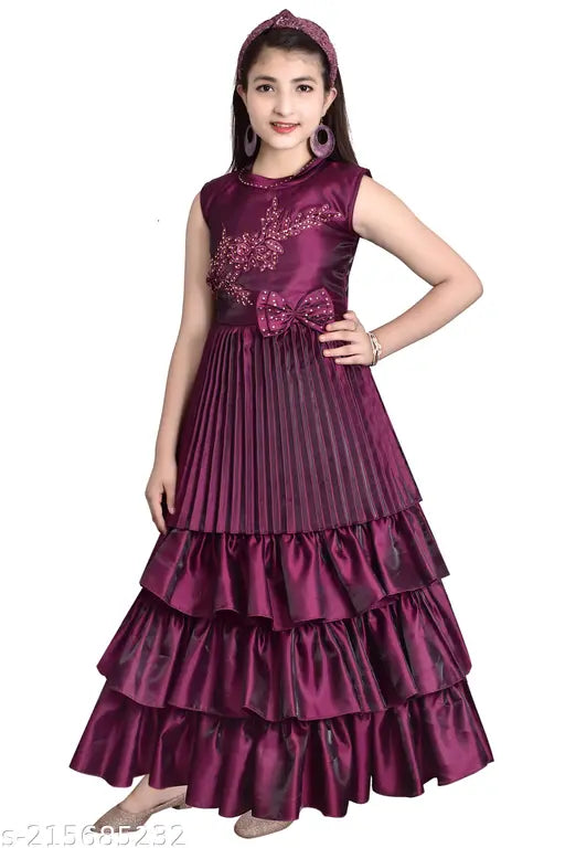 Silk sleeveless dress for girls aged 3-10, pure silk made in India