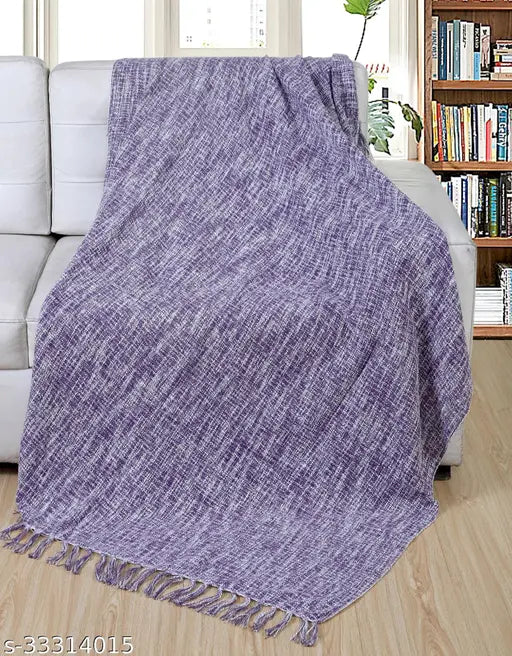 100% cotton, tasseled throw blanket for sofa & couch, multipurpose (picnic, meditation, comforter), handcrafted in India (Fancy Blankets)