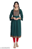 Embroidered Rayon Slub kurti by Naira Cut - Three-Quarter Sleeve, Indian fashion embroidery