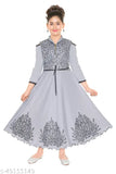 Cute cotton blend three-quarter sleeve dresses for kids, self-design net pattern by MRM Creation, India