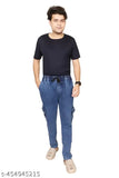 Solid denim men's cargo jeans, size 28/30 (waist 30in, length 38in, hip 34in), Indian-made