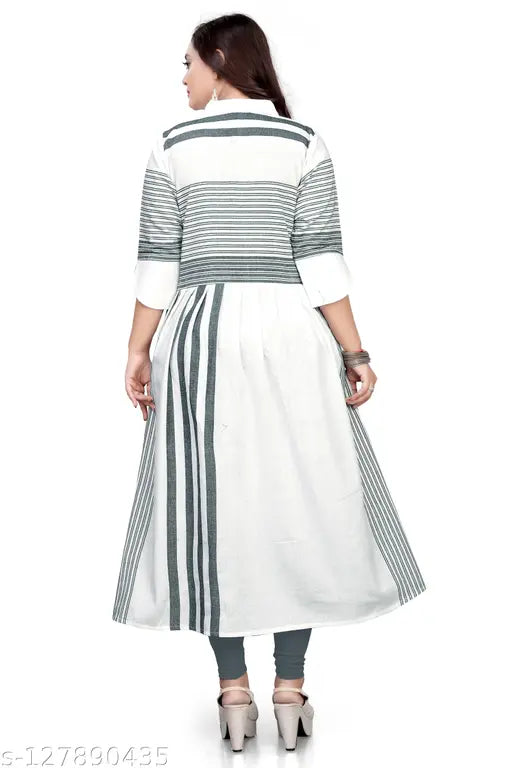 Pure cotton women's Anarkali kurta with three-quarter sleeves and printed combo, size XXL (bust 44in, length 44in), new Indian fashion