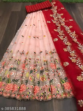 Fancy embroidered Dupion silk semi-stitched Lehenga Choli with net dupatta, featuring cut work border and intricate thread work. Indian fashionable Lehenga Choli with free size options." (125 characters)