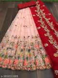 Embroidered net dupion semi-stitched Lehenga Choli, free size with flared silhouette, fashionable design, India origin