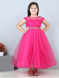 Fuschia pink net dress for girls party wear, 1-2 years size from India